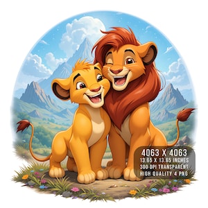 4 PNG Il Re Leone Simba e Pumbaa File PNG di design digitale per sublimazione - Alta risoluzione - Download PNG digitale istantaneo