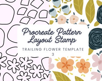 Ditsy Floral Stamp Brush - Hand Drawn Procreate Seamless Pattern Layout - Template for Flower Patterns for Digital Designs