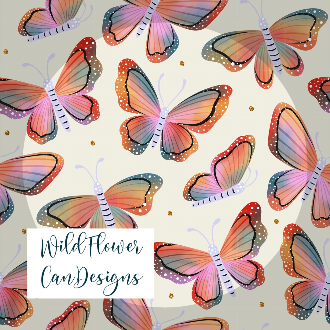 Rainbow Watercolor Butterfly Seamless Pattern - PNG - Digital Download ...