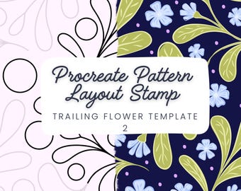Sleeping Flower Stamp Brush 2 - Handgetekende naadloze patroonlay-out - sjabloon voor bloempatronen voor digitale ontwerpen