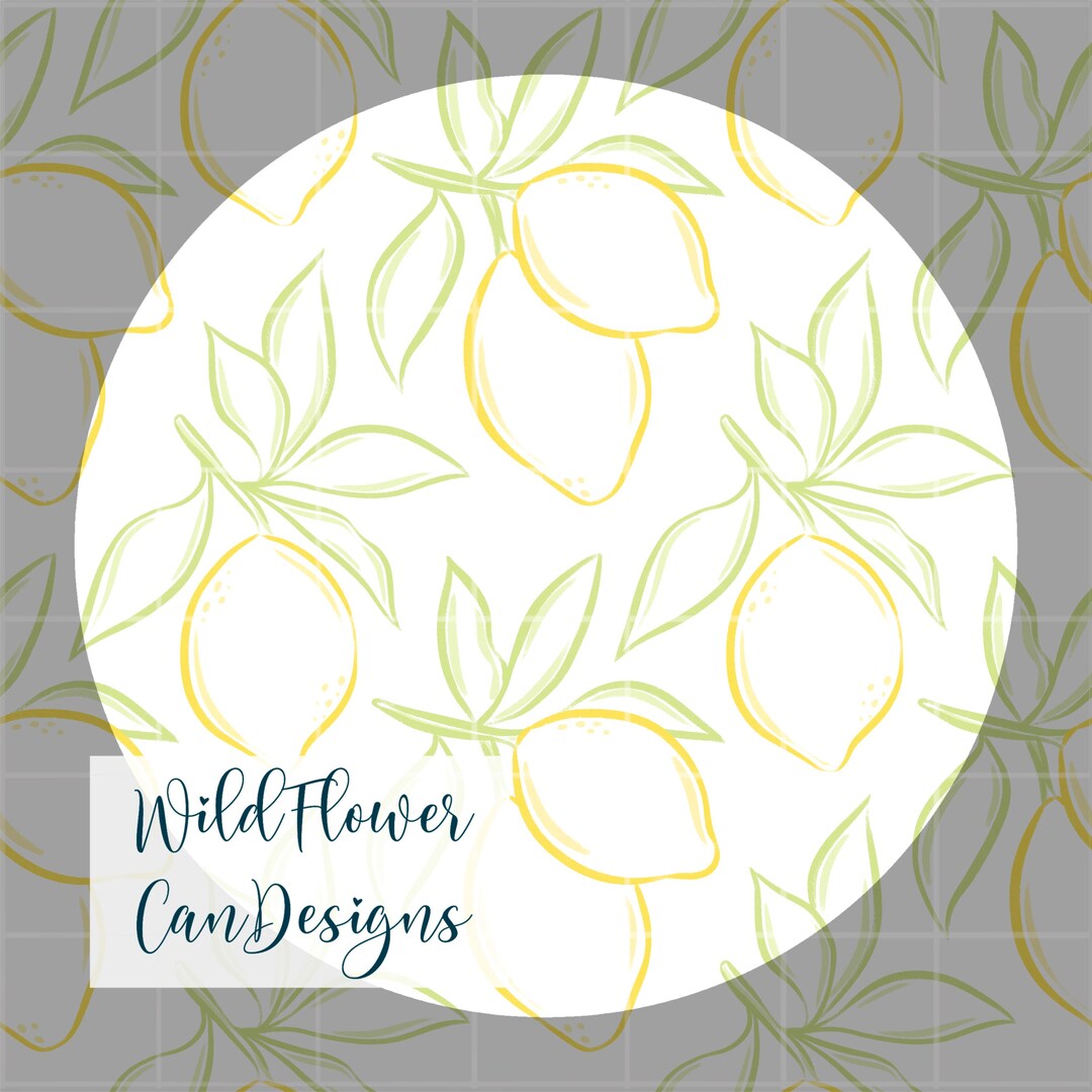 Lemon Line Art Pattern - Hand Drawn PNG File - Citrus Summer Pattern ...
