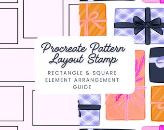 Procreate Pattern Layout Stamp Brush - Rectangle & Square Element Arrangement Guide - Vintage Stamps, Hand Drawn Frames and Box Template