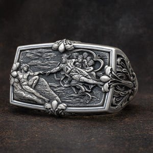 Michelangelo Kreation von Adam Siegelring: Oxidierter Sterlingsilber-Renaissance-Schmuck