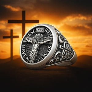 Sterling Silver Crucifixion Ring: Handmade Christian Jewelry