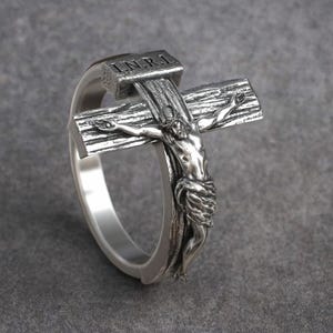 Sterling Silver Crucifix Ring: Handmade Christian Jewelry