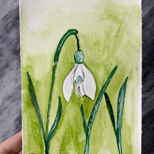 Tableau perce-neige, fleurs de naissance de janvier, 15 x 20 cm
