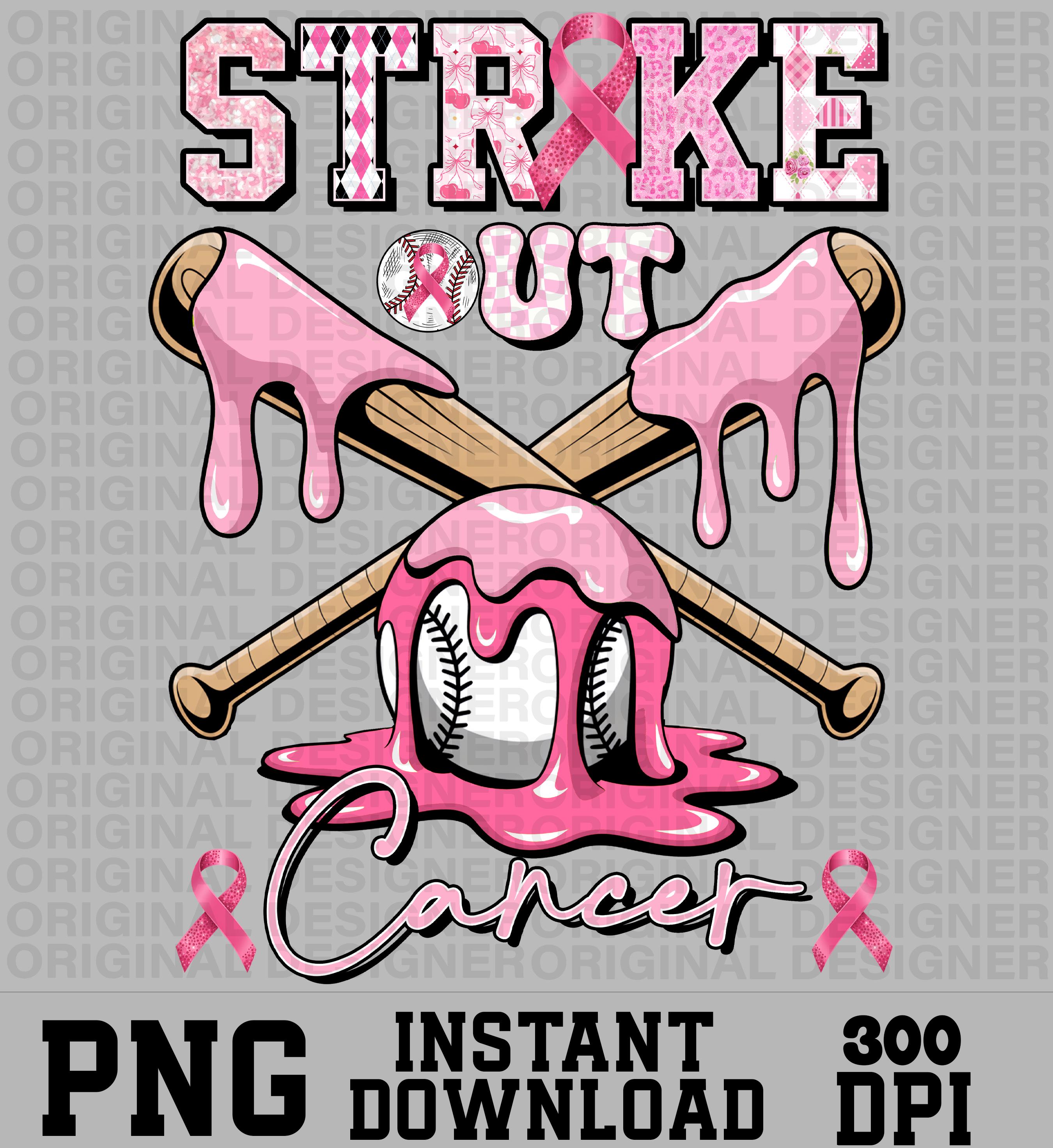 Strike Out Cancer Baseball Png, Pink Checker Cancer Baseball, Baseball ...