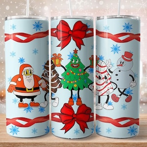 Vintage Christmas debbie cakes 20oz tumbler download, retro deb snack cakes sublimation, Christmas Cakes sublimation design, deb snack cake