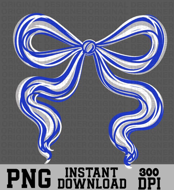 brushstroke bow png download, team bow png, sports bow brushstroke, royal blue white grey bow, custom bow colors Sublimation, school bow png