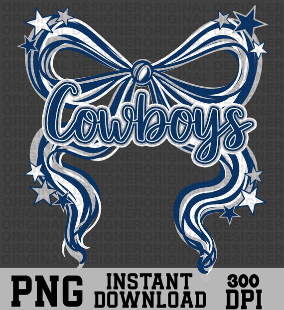 brushstroke bow png, cowboys bow, Preppy bow png, coquette bow brushstroke, navy  gray Ribbon, custom bow color, football bow Sublimation