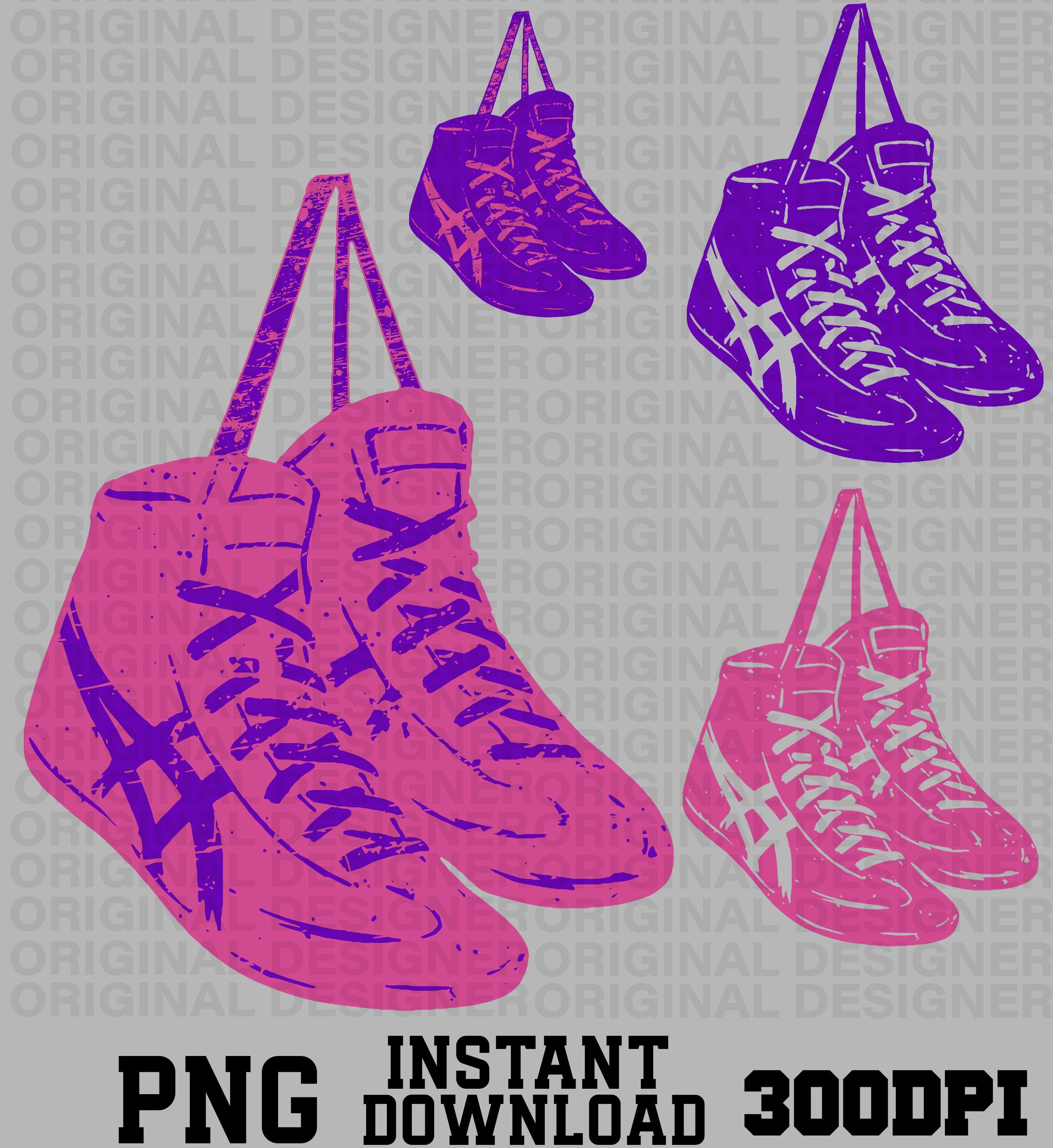 Téléchargement numérique de chaussures de lutte rose violet png, chaussures de lutte clipart png, chaussure de lutte imprimable, sublimation de chauss