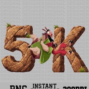 May include: A digital graphic featuring the characters from the animated film, The Emperor's New Groove, with the text "5K". The image includes the words "PNG", "Instant Download", and "300 DPI".