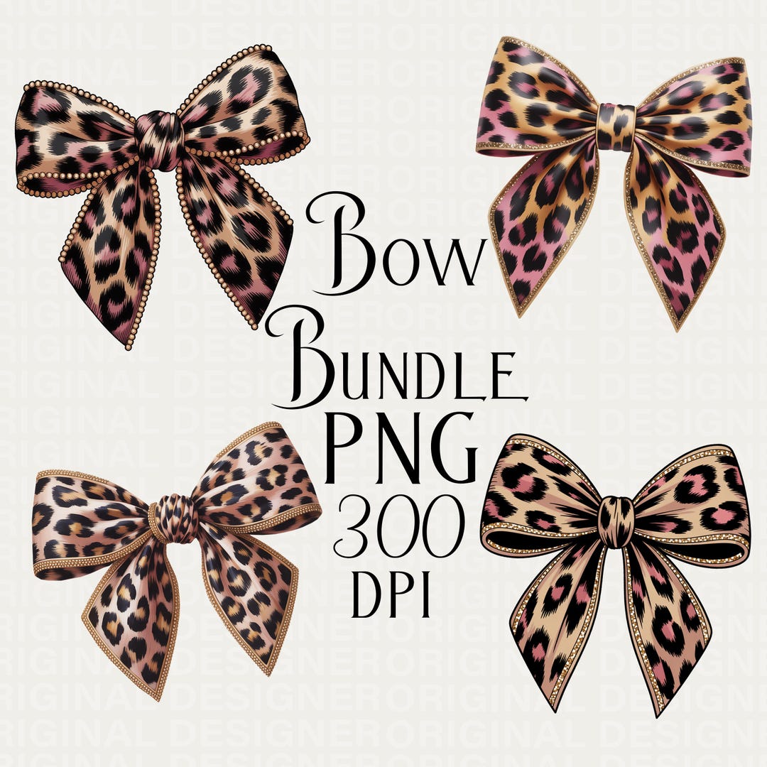 Leopard Print Coquette Bow PNG, Leopard Print Bow Bundle Png  display picture 3