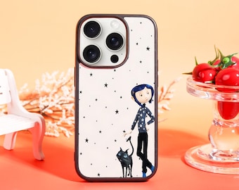 Spooky Coraline & Cat Custom iPhone Case with Unique Designs – Fits iPhone 16 Pro Max,16,15,14,13,12,11,iPhone Pro Max,iPhone X XR XS