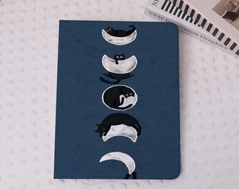 Moonlit Black Cat iPad Case Cover for iPad Air 7/6-11"/13", Air 5/4,Pro 2022/2024, iPad Mini 7/6, iPad 9/10/11th Case With Pen Slot