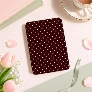 Personalized Burgundy White Polka Dots Kindle Case for Kindle Paperwhite 12th 2024 7", Colorsoft, with Hand Strap, Birthday Gift for Readers