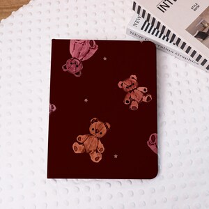 Dark Brown Teddy Bear iPad Case for iPad Air 7/6-11"/13",Air 5/4,Pro 2022/2024,iPad Mini 7/6, iPad 9/10/11th Personalized Case With Pen Slot