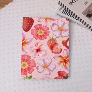 Strawberry iPad Case Cover for iPad Air 7/6-11"/13", Air 5, iPad Pro 2022/2024, iPad Mini 7/6 Pink Flowers iPad 9/10 th Case With Pen Holder