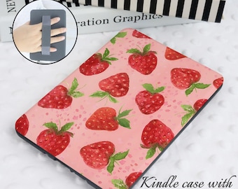 Etui Strawberry Kindle, etui z funkcją automatycznego budzenia/uśpienia paperwhite 12th 2024, etui Colorsoft, etui Paperwhite, kindle 11th 10th, prezent dla niej