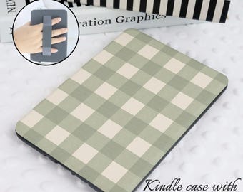 Green Big Gingham Personalized Kindle Paperwhite Case,kindle paperwhite 12th 2024 7&#39;&#39; case,Colorsoft Cover,Paperwhite Cover,kindle 11th Gen