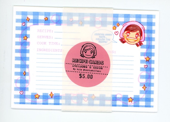 cooking mama 4×6 risograph recipe cards set of 5