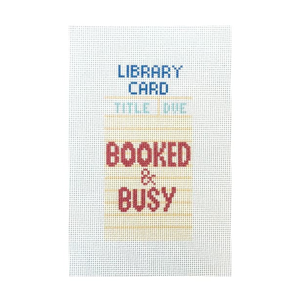 Booked and Busy- Library Card -Printed Needlepoint Canvas