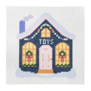 Toy Store - Christmas Snow village printed needlepoint canvas
