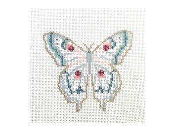 Moth - blue pink - printed needlepoint canvas