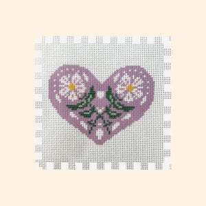 Purple Heart Printed Needlepoint canvas