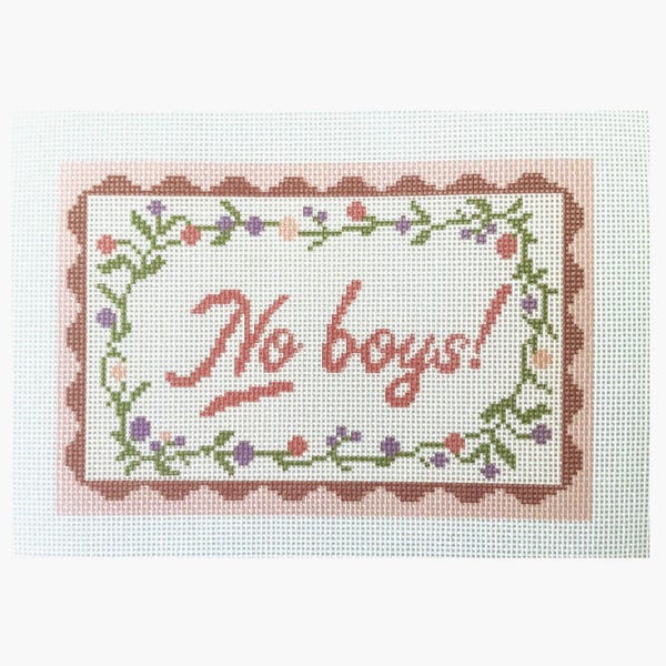 NO BOYS - printed needlepoint canvas