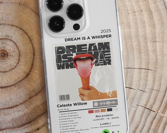 Funda transparente para iPhone con álbum de música personalizado / Enlace directo al álbum / Cubierta transparente personalizada