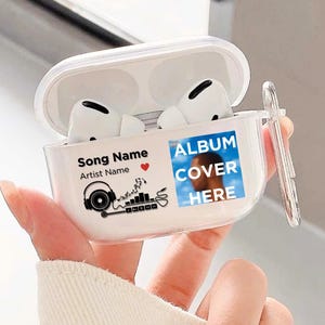 Plaque musicale personnalisée pour AirPods | Cadeau personnalisé pour mélomane | Étui AirPods pour AirPods 4/3/2/1 Airpods Pro 1/2 | Idée cadeau personnalisée