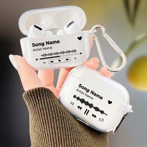 Conception de chanson préférée pour lecteur de musique personnalisée Couverture pour AirPods 4 | Plaque de musique personnalisée |  Pour AirPods 4/3/2/1 et Airpods Pro 1/2 Gen