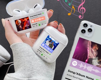 Personalized AirPods Song Plaque | Custom Gift For Music Lovers | Clear Case For AirPods 1/2/3 Airpods Pro 1/2 | Direct URI Link To Fav.Song