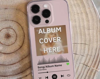 Custom Music Player Song Plaque Case | Clear Hard Acrylic Case For iPhone 16,15,14,13 Pro Max | Artist and Song Name + Cover Picture Design