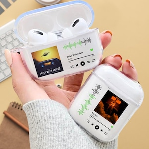 Plaque de chanson AirPods personnalisée | transparent pour plaques de chant | Étui pour Airpods 1/2/3 Airpods Pro 1/2 Gen | Musique préférée sur les Airpods