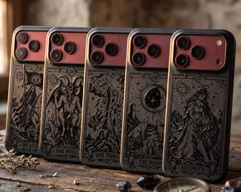 Coques de téléphone style cartes de tarot vintage en relief – Design gothique original – iPhone 18 Pro Max, Samsung S26, Google Pixel 11 Pro