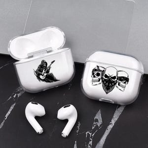 Capa para Earpods Heavy Metal | Capa Transparente de Caveira | Presente de Motociclista, Capa Acessória para Fãs de Tecnologia Gótica para Airpods Pro 1/2/3/4 | Presente de Metal para Motociclistas