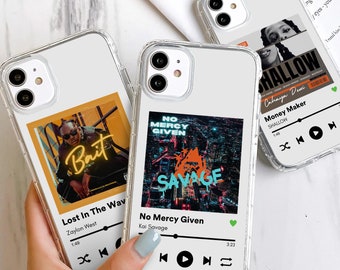 Bestseller Music Player Song Plaque Case | Custom Track Transparent Cover Design | Clear Hard Acrylic Case For iPhone 16,15,14,13 Pro Max