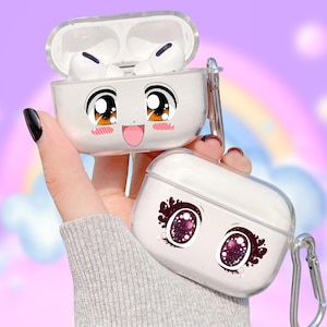Leuke anime kawaii ogen AirPods duidelijk aangepast hoesje | Manga-fandometui | Voor AirPods 1/2/3, Airpods Pro 1/2 Gen | Perfect klein cadeau-idee