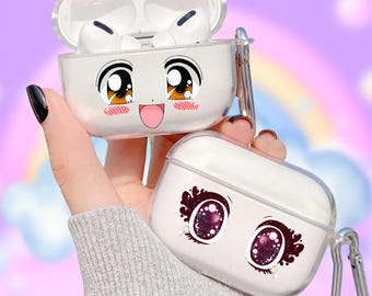 Cute Anime Kawaii Eyes AirPods Clear Custom Case | Manga Fandom Case | For AirPods 1/2/3, Airpods Pro 1/2 Gen | Perfect Little Gift Idea