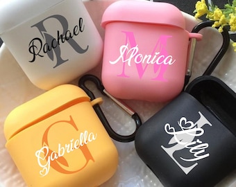 Funda personalizada para AirPods con colores vibrantes y tu nombre / Funda de silicona personalizada con llavero para AirPods 4/3/2/1 / Airpods Pro 2/1 Gen