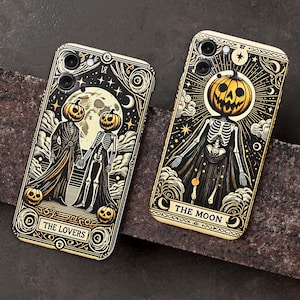 Custodia per telefono con design di carte dei tarocchi mistici in rilievo / Custodia gotica estetica / Custodia con stampa di alta qualità disponibile per iPhone 11,12,13,14,15,16 Pro Max
