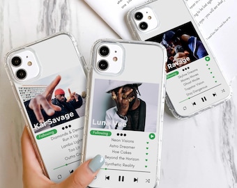 Custom Music Plaque Clear Hard Phone Case | Fav Five Songs Name Personalised Case For iPhone 16,15,14 Pro Max | Little Gift Idea For Her/Him