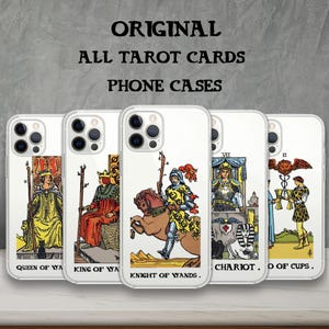 Funda transparente original para iPhone con diseño de cartas del tarot vintage / Funda transparente gótica / Funda psicodélica para iPhone 16, 15, 14, 13 y 12 Pro Max