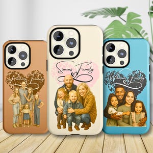 Custom Family Photo Portrait Hand-Drawing Style iPhone Case | Personalized Illustrated Phone Cover For Samsung & iPhone 16,15,14,13 Pro Max