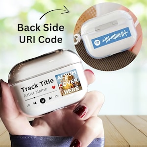 Coque pour AirPods Song personnalisée avec pochette d&#39;album et code numérisé | Cadeau personnalisé pour mélomane | Étui AirPod pour AirPods 4/3/2/1 Airpods Pro 1/2