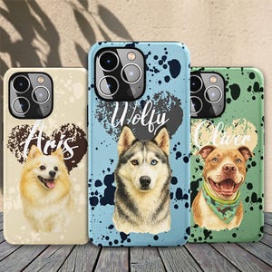 Custom Puppy Portrait Tough Phone Cover | Dog Lover Gift Idea | Personalized Pet Hand-Drawn Pets Samsung & iPhone 16,15,14,13 Pro Max Case