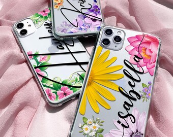 Realistic Pressed Flowers Design Phone Case | Custom Case With Your Name For iPhone 16,15,14,13 Pro Max | Charming Phone Case For Her