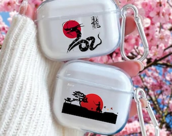 Japanese Art Style AirPods Clear Case | Anime Fandom AirPod Case With Keychain | For AirPods 1/2/3/4 Airpods Pro 1/2 Gen | Anime Airpod Case